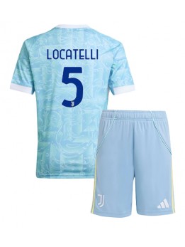 Billige Juventus Manuel Locatelli #5 Bortedraktsett Barn 2025-26 Kortermet (+ Korte bukser)